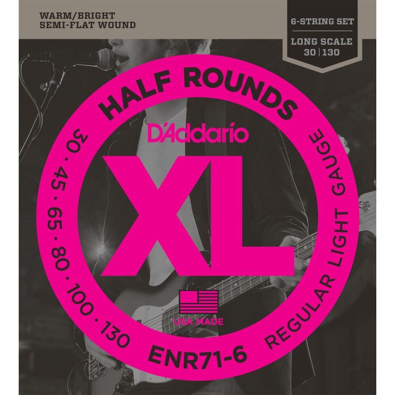 D'Addario ENR71-6 Half Rounds Basstrenger, halvslipte