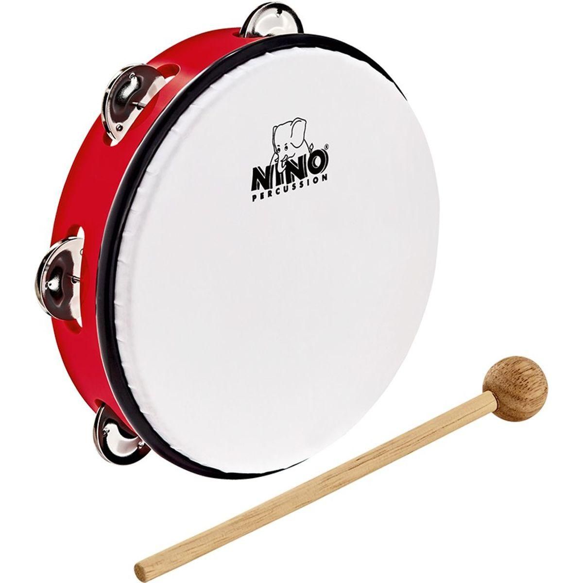 Meinl NINO51R Tamburin med skinn og kølle 8