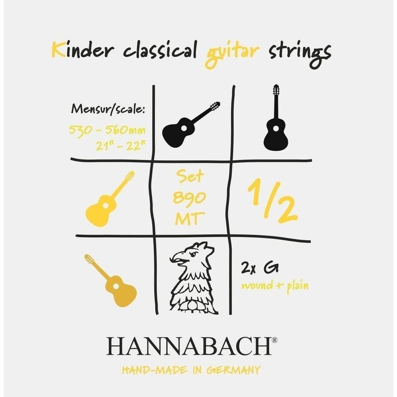 Hannabach 890 Strengesett barnegitar 1/2 (53-56 cm)