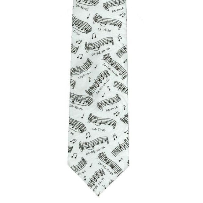 Hovedbilde Slips med svimle notelinjer, hvitt / TS-844