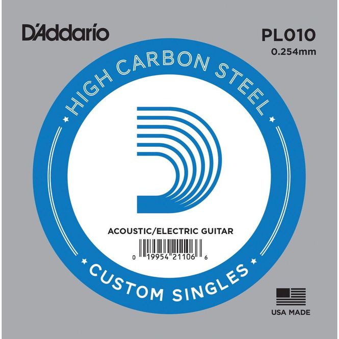 Hovedbilde D'addario PL010 Enkeltstreng elgitar/akustisk gitar Plain Steel 010