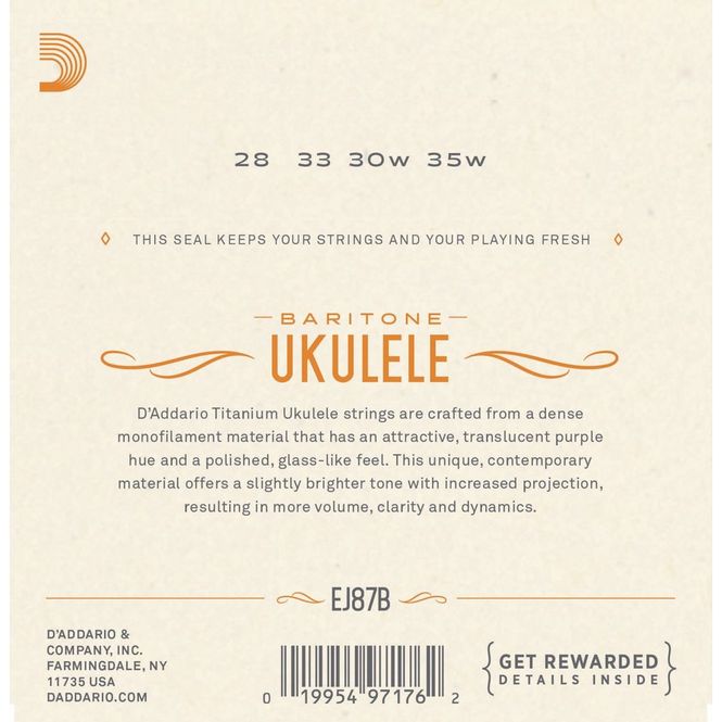Hovedbilde D'Addario EJ87B Ukulele-strenger Bariton, Titanium