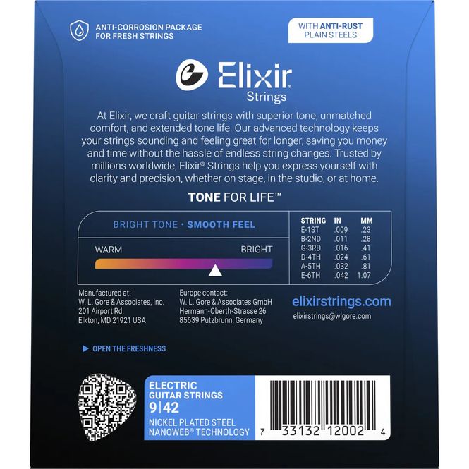 Hovedbilde Elixir Nanoweb Elgitarstrenger 12027, Custom Light, 009-046