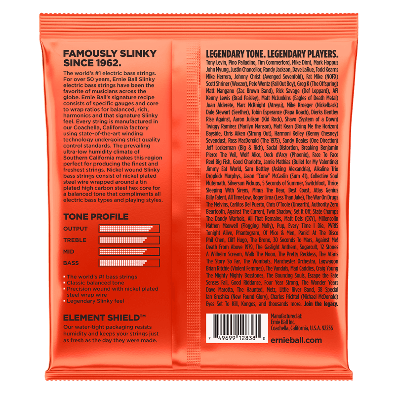 Ernie Ball 2838 Slinky strenger elbass 6-strengs, 032-130