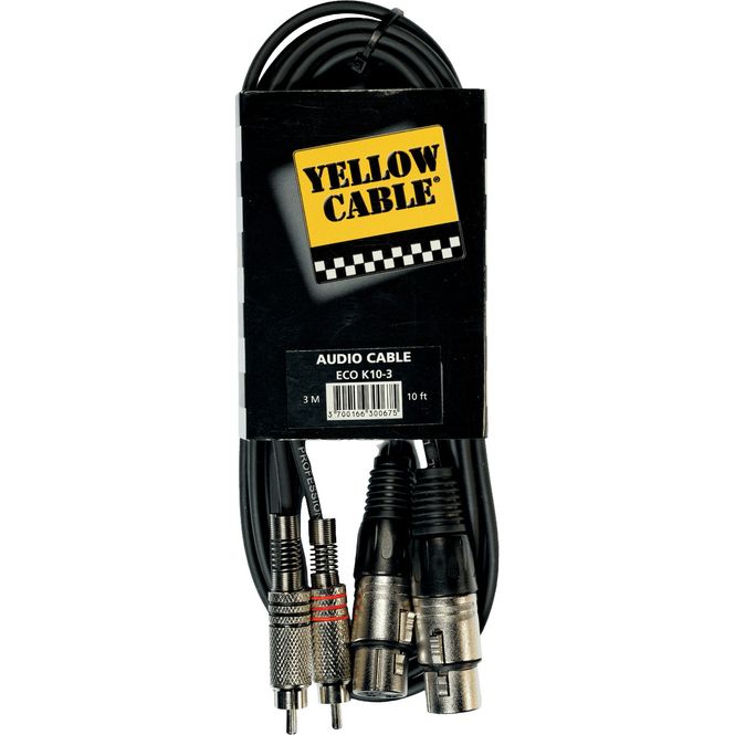 Hovedbilde Yellow Cable K10-3 - 2 x RCA hann til 2 x XLR hunn kabel, 3m