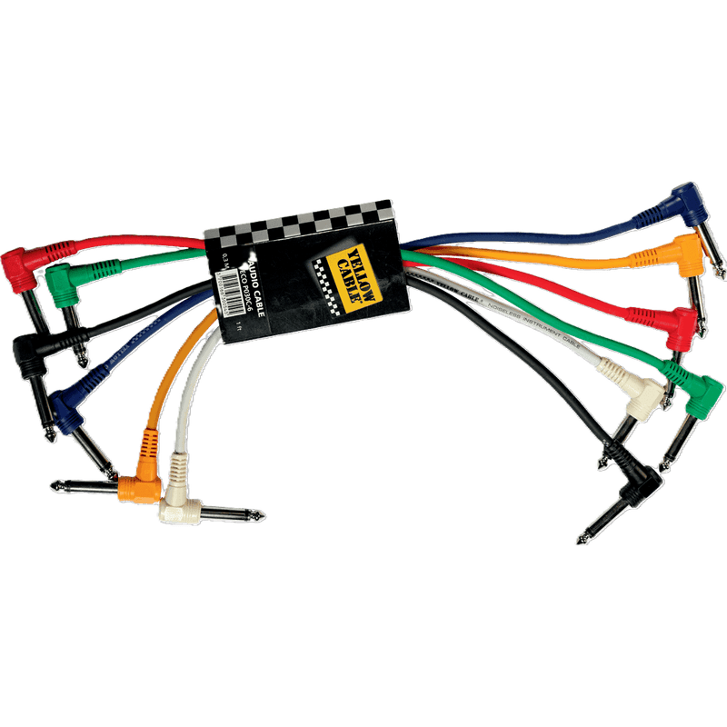 Yellow Cable P030C-6 Jack patch-kabler 30cm vinkel/vinkel, 6 stk