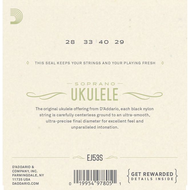 Hovedbilde D'Addario EJ53S Ukulele-strenger sopran, svart nylon