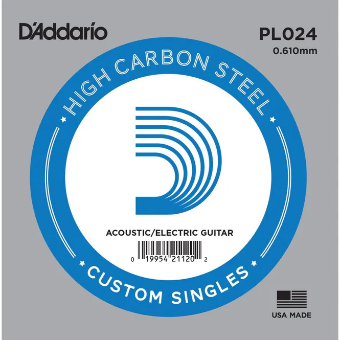 Hovedbilde D'addario PL024 Enkeltstreng elgitar/akustisk gitar Plain Steel 024