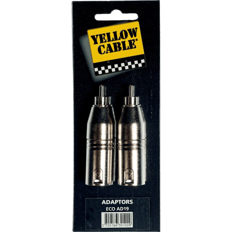 Yellow Cable AD19 - RCA hann til XLR hann adapter, 2 stk