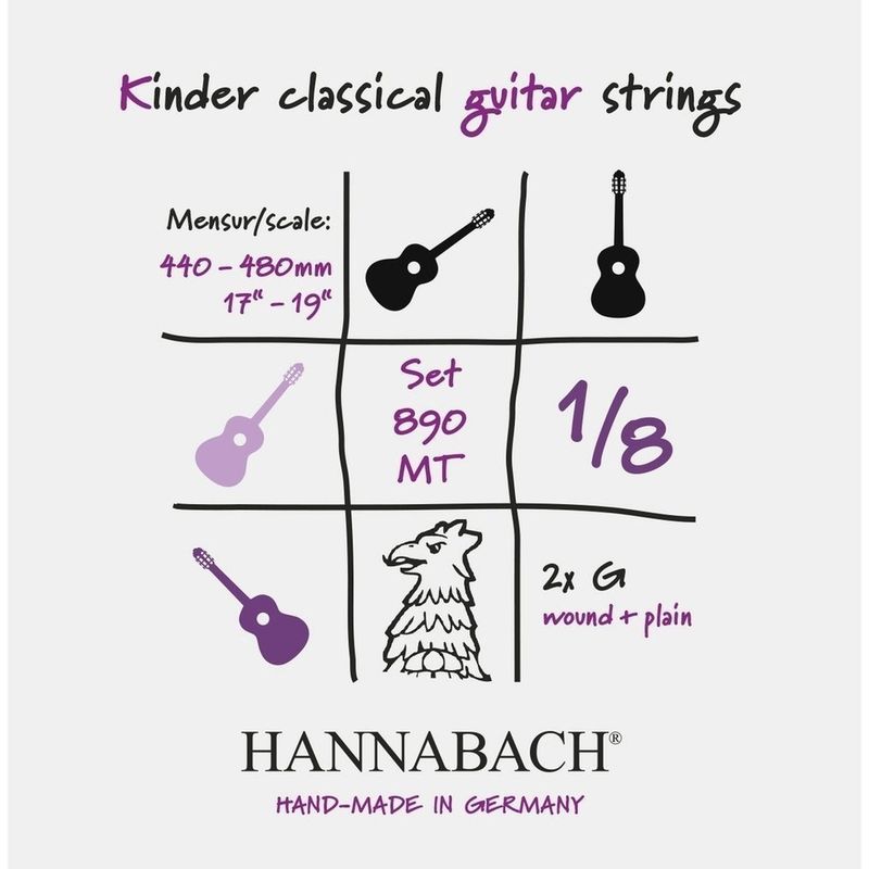 Hannabach 890 Strengesett barnegitar 1/8 (44-48 cm)
